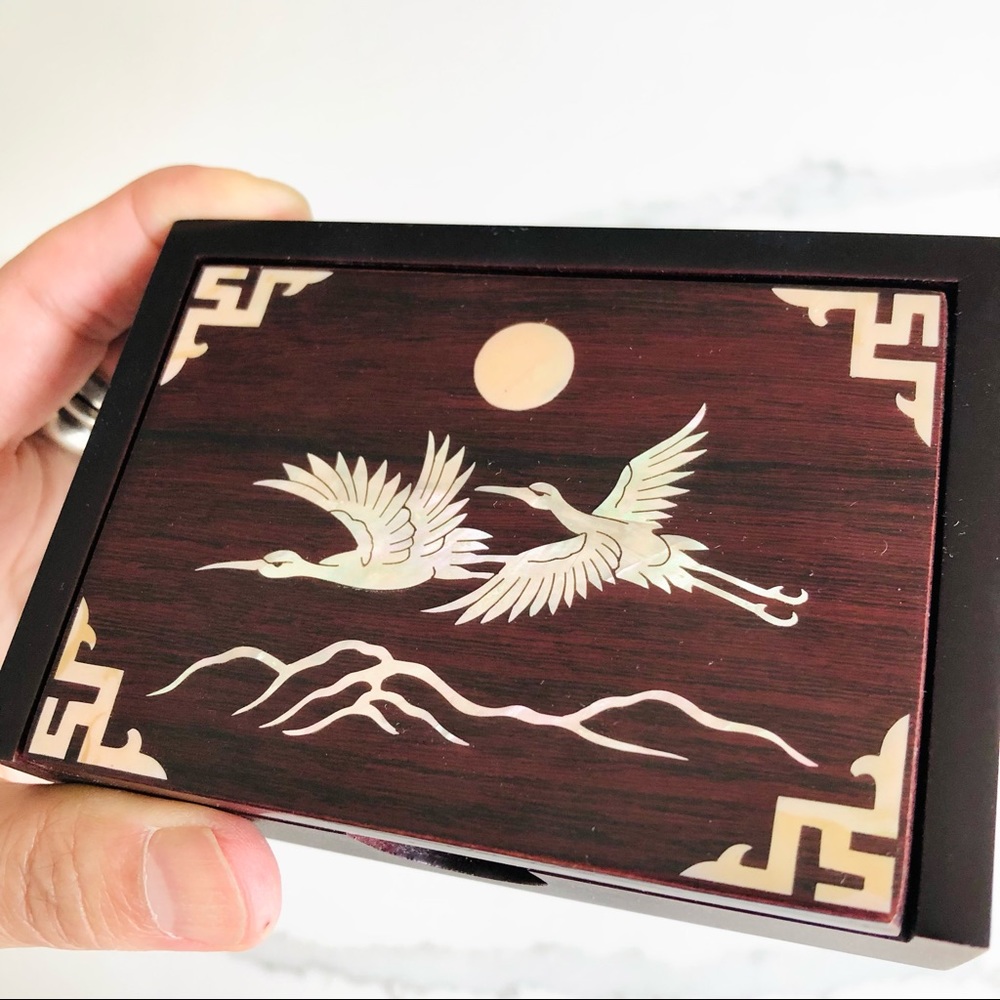 Abalone Inlay Wood Jewelry Box - Crane - Picture 10 of 11